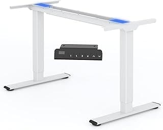 FLEXISPOT E1 Pro Escritorio Elevable Eléctrico con 2 Motores y 2 Patas Escritorio Ajustable en Altura de Acero con 4 Funciones de Memoria Standing Desk, Carga de 100kg(Marco en Blanco)