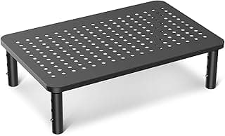 suptek Elevador Monitor de Altura Ajustable, Soporte Pantalla Ordenador para PC, Portátil, Impresora de hasta 20 kg, Metal con Plataforma de Ventilación, Monitor Stand