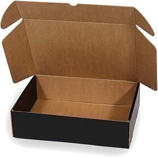 Only Boxes, Caja De Cartón Negra Resistente para Envío Postal, Automontable ideal para Regalo, Talla L, 30x22x8 cm, 20 Unidades
