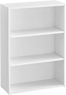 VASAGLE Librería de 3 Niveles, Estantería de Libros, Organizador con Compartimentos, Estantes Abiertos y Ajustables, para Sala de Estar, Oficina, Dormitorio, Blanco Nube LBC163T14