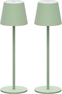 Klighten 2 Piezas LED Recargable Lámpara de escritorio Verde con batería, Regulable Lámpara de mesa con USB-C Carga para Interiores y Exteriore, 3000K de Luz Cálida, Aluminio, Imperméable IP54
