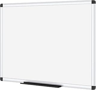 VIZ-PRO Pizarra Blanca Magnética con Marco de Aluminio y Bandeja para Rotuladores, 90 x 60 cm, Ideal para Oficina, Escuela y Hogar