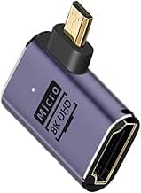 chenyang Adaptador convertidor CY Micro HDMI 2.1, Micro HDMI macho a HDMI hembra 90 grados ángulo izquierdo adaptador convertidor de extensión UHD