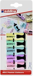 edding 7 minimarcador fluorescente - colores pastel - 5 rotuladores fluorescentes - punta biselada 1-3 mm - en colores modernos - para bullet journal, escuela, colegio, universidad u oficina