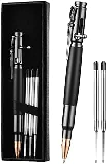AUAUY Bolígrafo de Metal con Acción de Perno de Titanio, Pluma de Escritura de Oficina Retráctil Recargable de Tinta, Bolígrafo de Gama Alta con 5 Recargas y Caja de Regalo- Negro