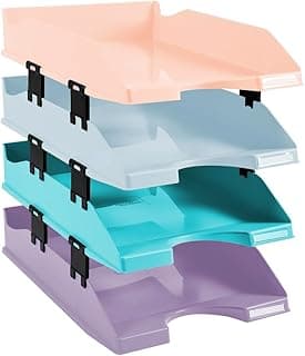 Exacompta 1131928SETD - Set de 4 bandejas para documentos A4 + - 347x255x244 mm - COMBO MIDI - Surtido colores tono pastel