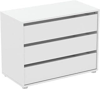 Demeyere Table de Chevet Co mmode Blanche 'Blokty', 3 Tiroirs, Marque Française Garantie 2 ANS
