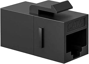 OcioDual Acoplador de Cable RJ45 Cat. 8 / 7A / 7 / 6A / 6 / 5E / 5, Negro, Adaptador 1000Mbps Doble Hembra Módulo Alargador Extensor Ethernet LAN
