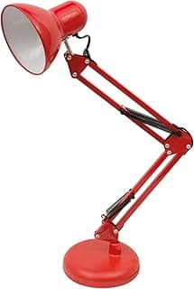 BEL AIR HOME - Antígona- Lámpara de Escritorio LED Articulada Vintage Retro | Ajustable 34-67cm | Iluminación E27, Metal, Rojo