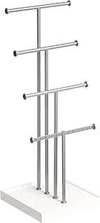 Amazon Basics Irregular Joyero de cuatro pisos con forma de árbol, blanco/níquel