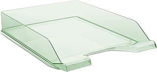 DONAU Bandeja estándar Transparente Verde / 6 Unidades – A4 / Bandeja Moderna y apilable/Transparente de Cristal Transparente/Bandeja de Escritorio/poliestireno, 7470001PL-06