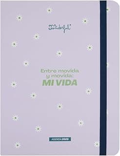 Mr. Wonderful - Agenda Office 2025 Semanal - Entre movida y movida: mi vida - Incluye 8 Hojas de Pegatinas y Bloc de Notas Adhesivas con Formas