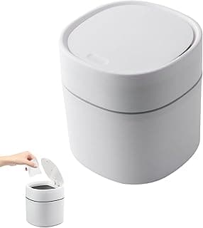 Papelera de Mesa, Bote de Basura de Escritorio, Papelera de Escritorio con Tapa, Mini Papelera Escritorio, Cubo de Basura, Papelera Sobremesa, para Escritorios, Baños, Cocinas y Coches (13 x 13 x 14 c