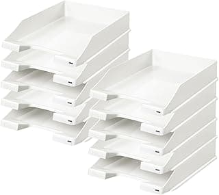 HAN 1027-X-12 - Bandeja para documentos (10 unidades, apilable, para cartas y papeles hasta formato A4-C4, 1027-X-12), color blanco
