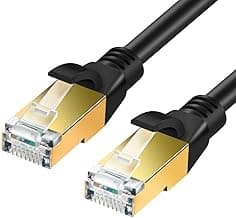 SHULIANCABLE Cable Ethernet Cat 8, Cable de Red Cable de Conexión RJ45 LAN Cable F/FTP Blindaje 40 Gbps,2000Mhz (2M)