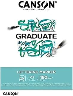 Canson Lettering Rotulador Bloc Encolado A4 20 hojas Satin 180g, Blanco, C31250P026