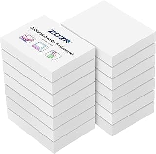 ZCZN Notas Adhesivas Pequeña,14 Bloc Posits de Colores y 51 x 38 mm, Post It Pastel 100 Hojas por Bloc, Aptas para Memorandos, Noticias, Revocaciones, Color Blanco