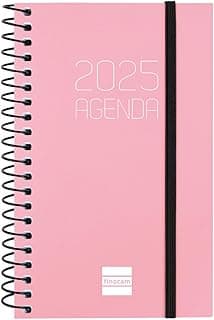 Finocam - Agenda Espiral Opaque 2025 Semana Vista Horizontal Enero 2025 - Diciembre 2025 (12 meses) Rosa Español
