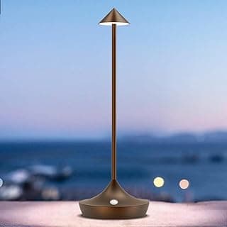 bravzurg Lampara de mesa LED recargable, Moderna lamparas escritorio sin cable portatil y impermeable 6000mAh, lámpara bateria inalambrica, para exterior, terraza, mesita noche, jardin, restaurante