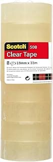 Scotch Cinta Adhesiva Transparente - 8 rollos - 19mm x 33m - Cinta Adhesiva para Uso General para el Colegio, el Hogar y la Oficina