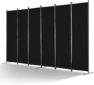 VEVOR Biombo Separador de Ambientes de 3110 x 1805 x 450 mm, Separador Plegable de Ambientes de 6 Paneles Mampara de Privacidad para Interiores, Separador de Ambientes para Oficina, Dormitorio, Negro