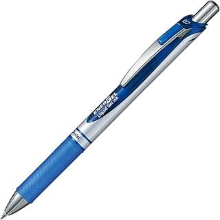 Pentel Energel BL77 Tinta Gel Punta Redonda Bolígrafo/Clic Bolígrafo - 0.35mm, Paquete de 1 - Azul, 0,35 mm