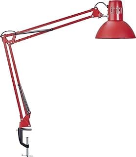 MAUL lampara escritorio MAULstudy | Lampara LED de pinza ajustable con brazo articulado para escritorio | Elegante lampara de mesa metálica LED | Exclusiva fuente de luz LED | Rojo
