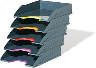 Durable 770557 set de 5 Bandejas portadocumentos A4 (Varicolor), antracita con zonas de agarre de color