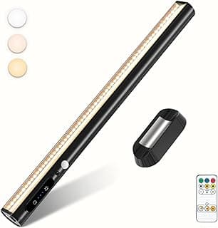 bravzurg Lampara LED Escritorio con Sensor Movimiento, 4000mAh Flexo Escritorio Magnetica Inalambrica con Mando Distancia, Luz Armario USB Recargable, Luces Bateria para Cocina Mesa Estanteria Espejo