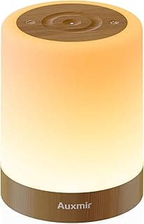 Auxmir Lámparas de Mesita de Noche, Recargable 3000mAh con USB, Táctil Regulable, 256 RGB Colores y 4 Modos de Luz, Lámpara de Mesa con Temporización, Luz Nocturna Inalámbrica, Marrón Oscuro