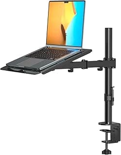 suptek Soporte para Monitor con Bandeja para Computadora Portátil, Brazo Monitor para 13-27 Pulgadas PC y hasta de 15,6 Pulgadas Portatil Ordenador, hasta 10kgs, Giro y Rotación - MD6421TP004