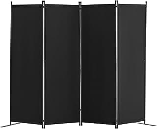 VEVOR Biombo Separador Plegable 4 Paneles con Marco de Acero al Carbono y Tela de poliéster Separador de Ambientes de Privacidad 228x45x172,5 cm para Oficina, Dormitorio, Comedor, Estudio, Negro