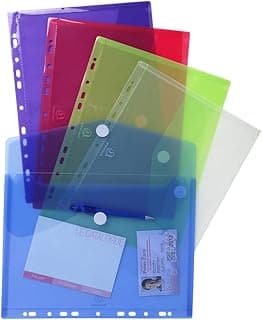 Exacompta 57380E - Bolsa de 5 fundas con multitaladros y forma de sobre, A4, multicolor