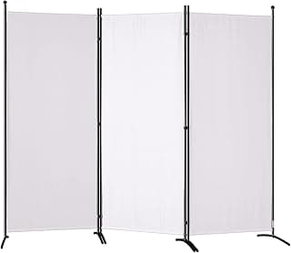 VEVOR Biombo Separador Plegable de 3 Paneles con Marco de Acero al Carbono y Tejido de Poliéster Separador de Ambientes de Privacidad 226x51,5x185 cm para Oficina, Dormitorio, Comedor, Estudio, Blanco