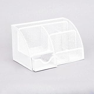 Organizador de escritorio, organizador de oficina de metal de malla con cajón y portalápices para bolígrafos, grapadora, organizador de lápices que ahorra espacio para mantener tu espacio de trabajo