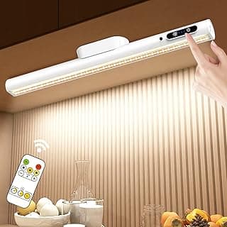 Hapfish Lampara LED Escritorio 4000mAh, Flexo LED Escritorio Sin Cable con Mando a Distancia, Luz Armario USB Recargable Magnetica Inalambrica, Lámpara Pared Pilas para Cocina Mesa Estanteria Espejo