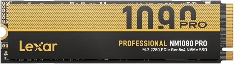 Lexar SSD NVMe PCIe 5.0 Gen5 1TB NM1090 Pro, 14,000 MB/s, diseño de Control térmico avanzado, SSD Interno Compatible con DirectStorage, portátil para Juegos y creación de Contenido