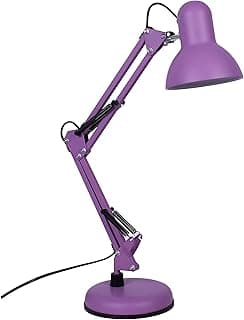 BEL AIR HOME - Lámpara de Escritorio LED Articulada Flexo Antigona | Diseño Vintage Retro | Altura Ajustable 34-67 cm | Metal Resistente | Ideal para Oficina y Hogar, (MORADO MATE)