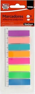 Fixo Notes, 200 Marcadores Adhesivos Colores Surtidos con Regla 12cm, PET Tráslucido, Tamaño 12x45mm, Puedes Escribir con Lápiz y Boli, Resistentes al Agua, Perfecto Material Escolar