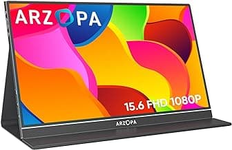 ARZOPA S1 Table Monitor Portátil Full HD de 15,6" y 1920x1080 Píxeles, Pantalla Móvil Externa IPS con HDMI/Tipo-C/USB-C para Portátil/PC/Mac/PS4/Xbox