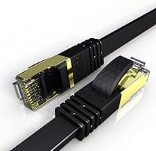 VEEtOP Cable Ethernet Cat 8 de Red con Conectores rj45 Oro para 40 Gigabit Internet LAN Plano - 2m Negro
