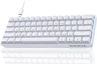 Dierya DK61se Teclado Mecánico Gaming Mini 60% Red Switch Mechanical Keyboard Retroiluminación Azul Hielo,Cable USB-Type C,Teclado Ultra-Compacto 61 Teclas Anti-Fantasma US Layout para PC/Windows