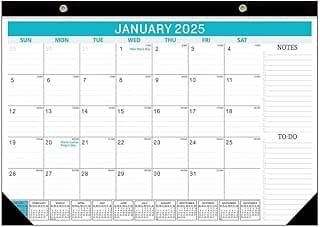 Calendario de escritorio 2025 de 18 meses de enero de 2025 a junio de 2026 montado en la pared, planificador de escritorio simple de tamaño grande para el hogar, la escuela y la oficina (azul)