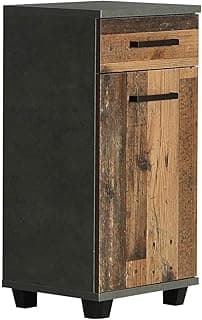 Forte Veris Cómoda con 1 puerta y 1 cajón, material de madera, efecto hormigón gris oscuro / madera vieja vintage, 16,1 x 90,8 x 40,2 cm