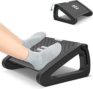 Reposapies de Oficina, Ergonómico con 6 Alturas Ajustables, Función de Masaje, ideal para Reposa pies Trabajo Oficina