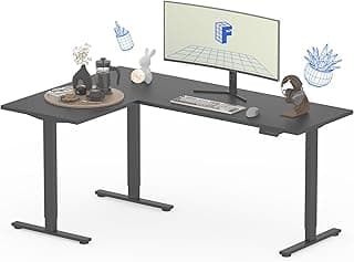 FLEXISPOT Escritorio Esquinero en Forma de L Escritorio Elevable Escritorio Regulable en Altura Eléctrico con 3 patas Mesa Escritorio Elevable Mesa de Pie con 4 Botones de Memoria (Blanco 180 * 120cm)