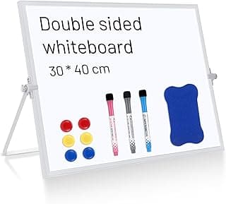 Kasanni Pizarra Blanca MagnéTica PortáTilpizarra Blanca PequeñA uso De Doble Cara White Board Con Soporte Plegable Adecuado Para Oficina, EducacióN En El Hogar y Uso Escolar (30 x 40 cm)
