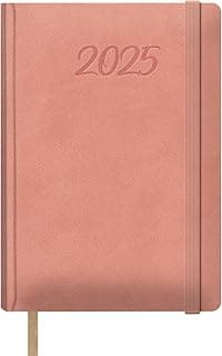 Dohe - Agenda 2025 - Día por Página, Tamaño A5 (15x21 cm), 12 Meses Enero a Diciembre, Tapa Dura de Polipiel, Planificador en Español, Material de Oficina - SAMBA Rosa