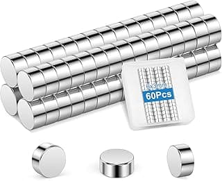 Wzone 60PCS Imanes de Neodimio, 6x3 mm Potentes Imanes para Nevera Imán Pequeño Redondo para Refrigerador Tablero Magnético Puerta Pizarra Proyectos DIY
