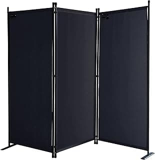 Quick Star Paravent 170 x 165 cm Tejido Divisor de habitación Jardín 3-Partición Pared de separación Plegable Balcón Pantalla de privacidad Negro